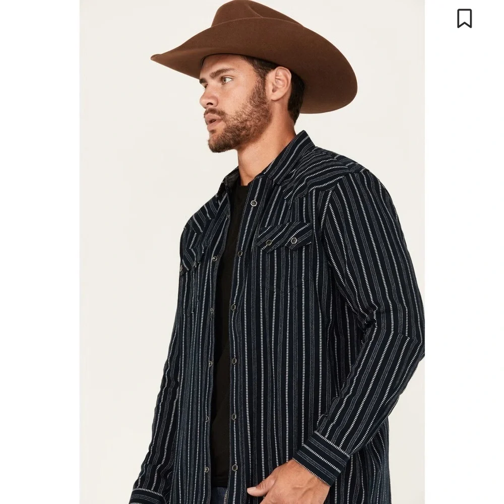 MOONSHINE SPIRIT MEN'S RECORD DEAL STRIPED LONG SLEEVE SNAP WESTERN SHIRT XXL